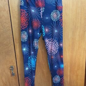 LuLaRoe Firework Pattern Leggings - Red, Blue, White